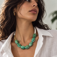 Yellow Elephant Green Blossom Choker