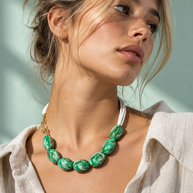 Yellow Elephant Green Blossom Choker