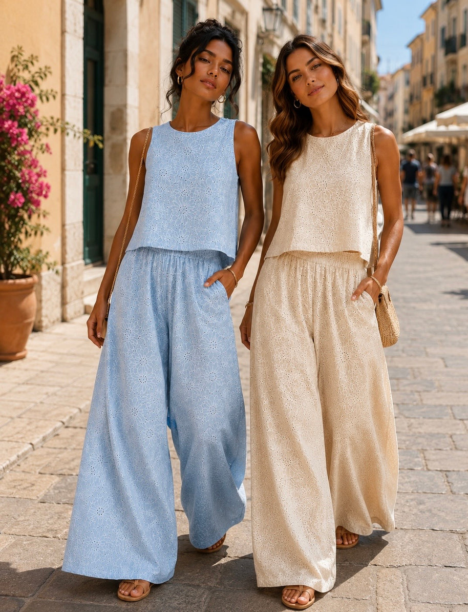 By Rita Raphael Cotton Top & Pants Set