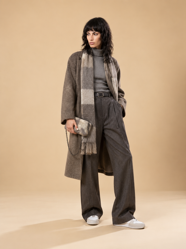 J circle Grey Pattern Wet-Felted Clutch