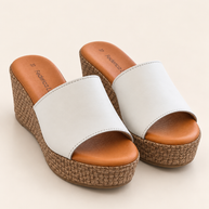 KOAN Federica Lorenzi White Leather Wedge Slip-On
