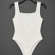 Tendresse Boutique White Rhinestone Bodysuit