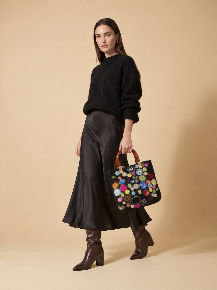 J circle Multi Circle Wet-Felted Bag
