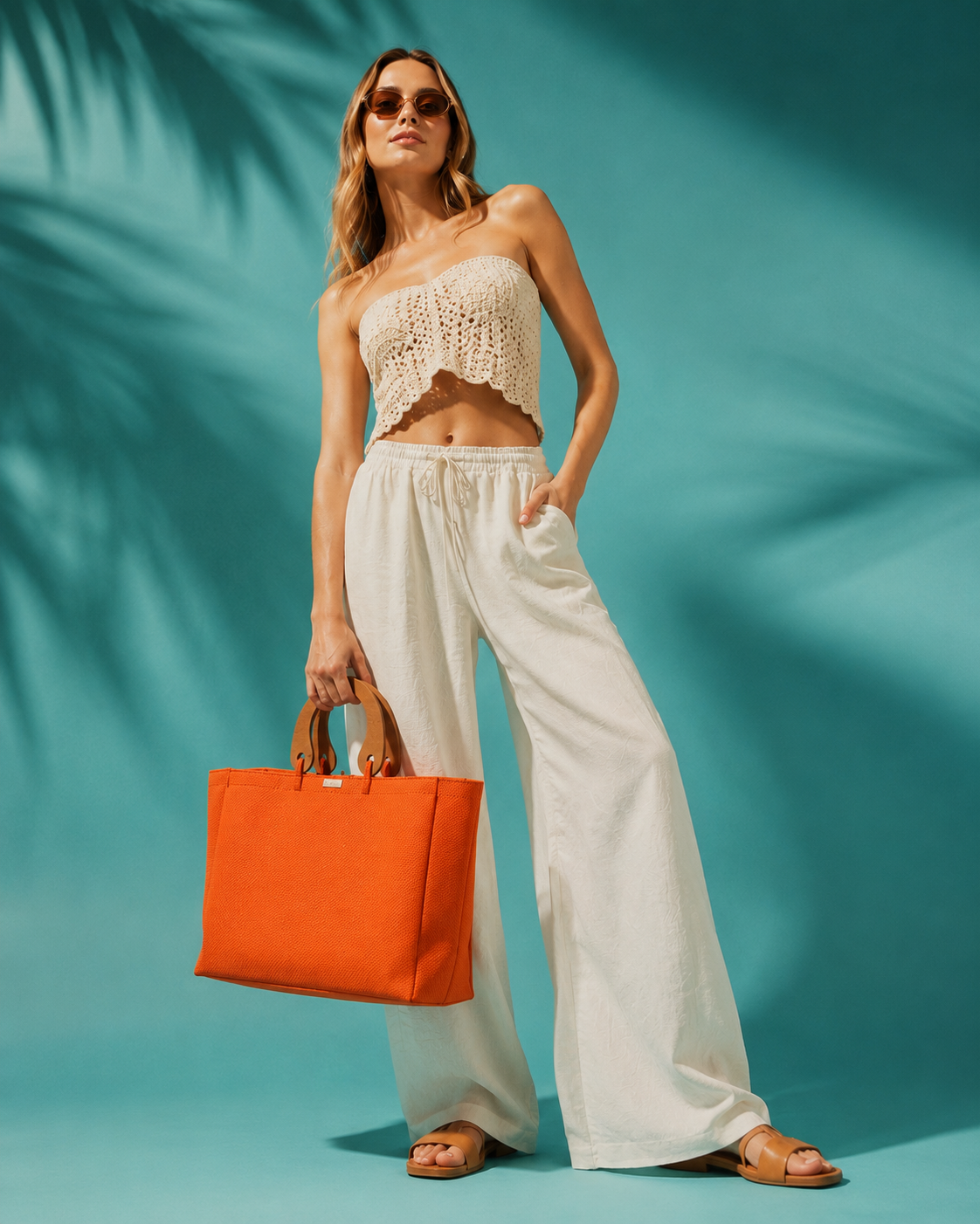 By Rita Raphael Handmade Beach Bag — Orange, Fushia & Yellow