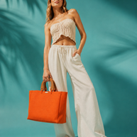 By Rita Raphael Handmade Beach Bag — Orange, Fushia & Yellow