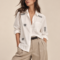 By Rita Raphael Embroidered White Shirt
