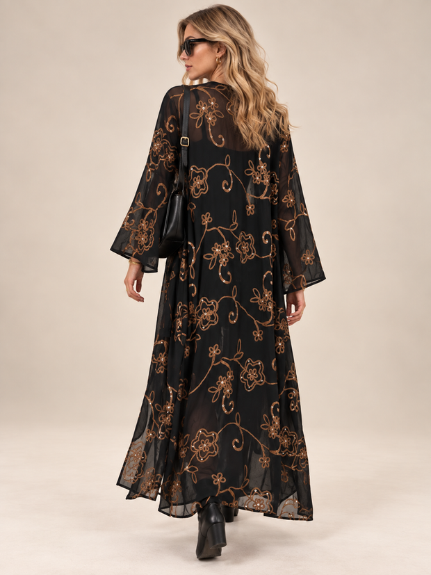 By Rita Raphael Embroidered Black Kaftan