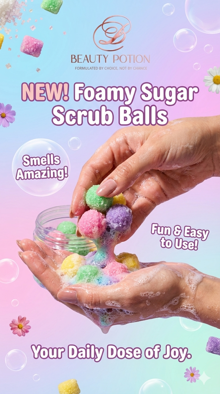 Beauty Potion Foamy Sugar Scrub Balls - Strawberry