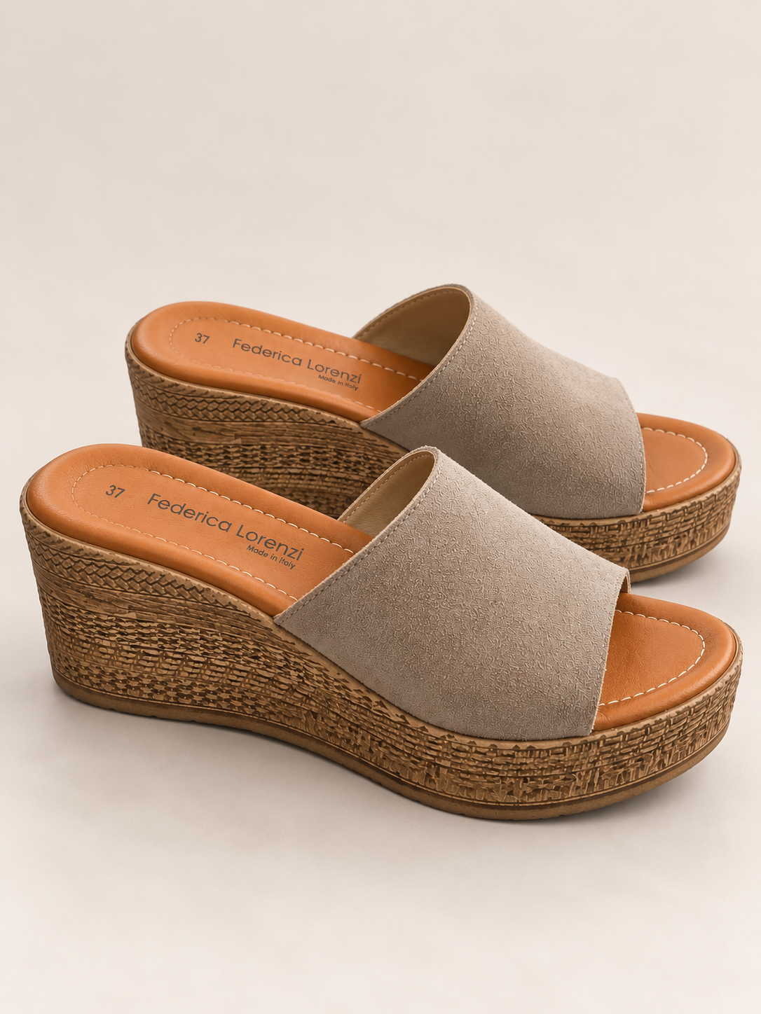KOAN Federica Lorenzi Taupe Suede Wedge Slip-On