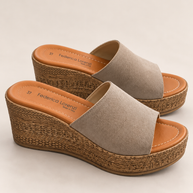 KOAN Federica Lorenzi Taupe Suede Wedge Slip-On
