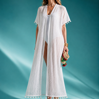 Tendresse Boutique White Knitted Abaya with Lebanon Design