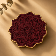 Antique Arch Handmade Porcelain Coasters – Burgundy & Gold (Set of 6)