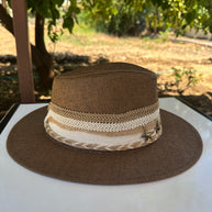 By Rita Raphael Brown Starfish Charm Straw Hat