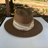 By Rita Raphael Brown Starfish Charm Straw Hat