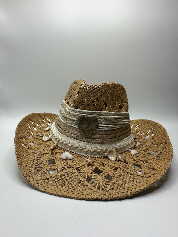 Knots by nada Cowboy Hat with Shells - Beige
