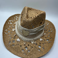 Knots by nada Cowboy Hat with Shells - Beige
