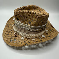 Knots by nada Cowboy Hat with Shells - Beige