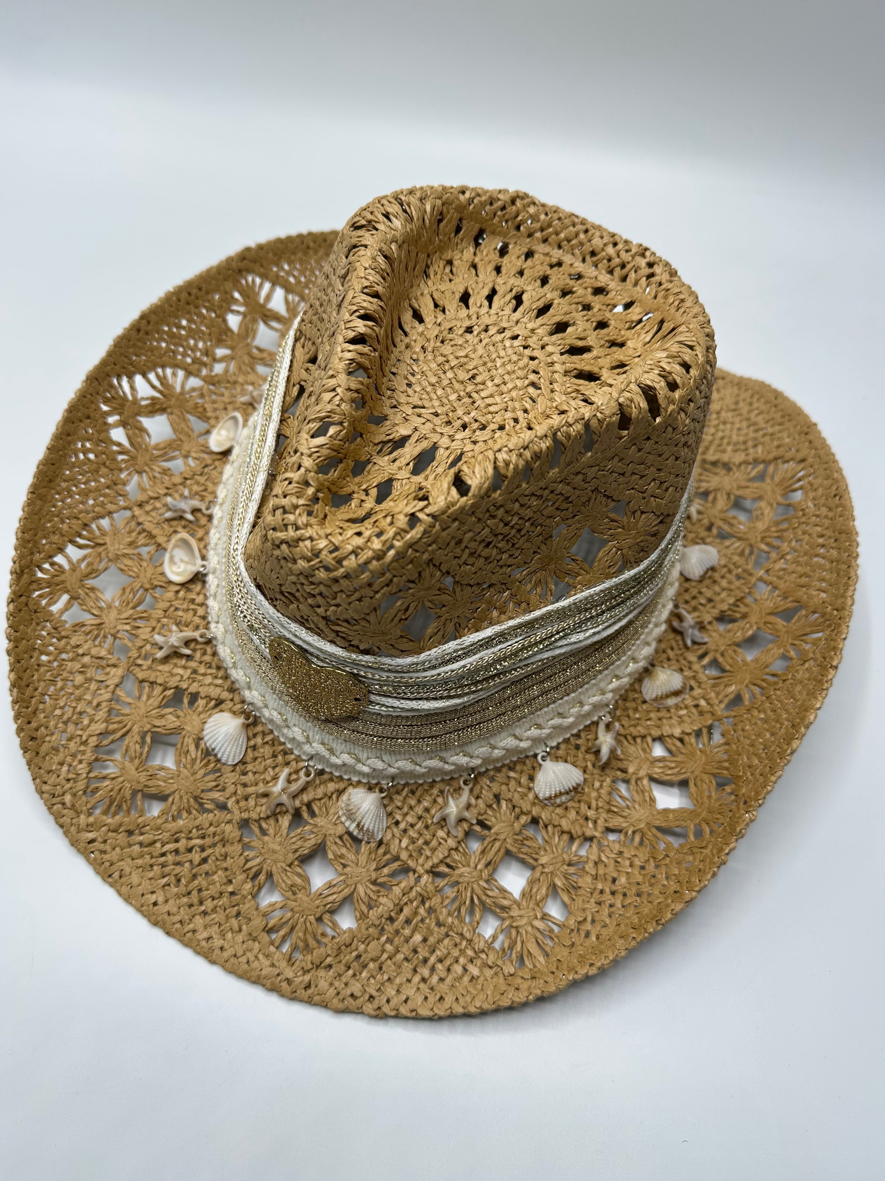 Knots by nada Cowboy Hat with Shells - Beige