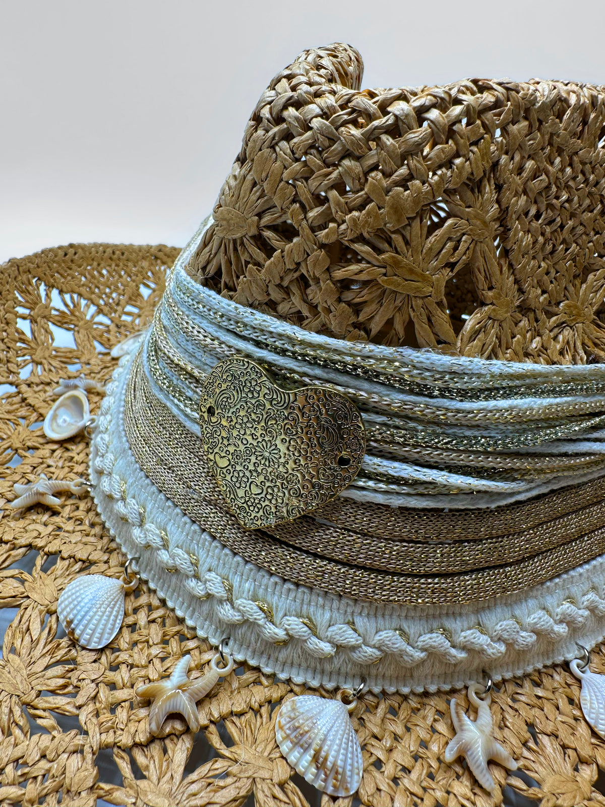 Knots by nada Cowboy Hat with Shells - Beige