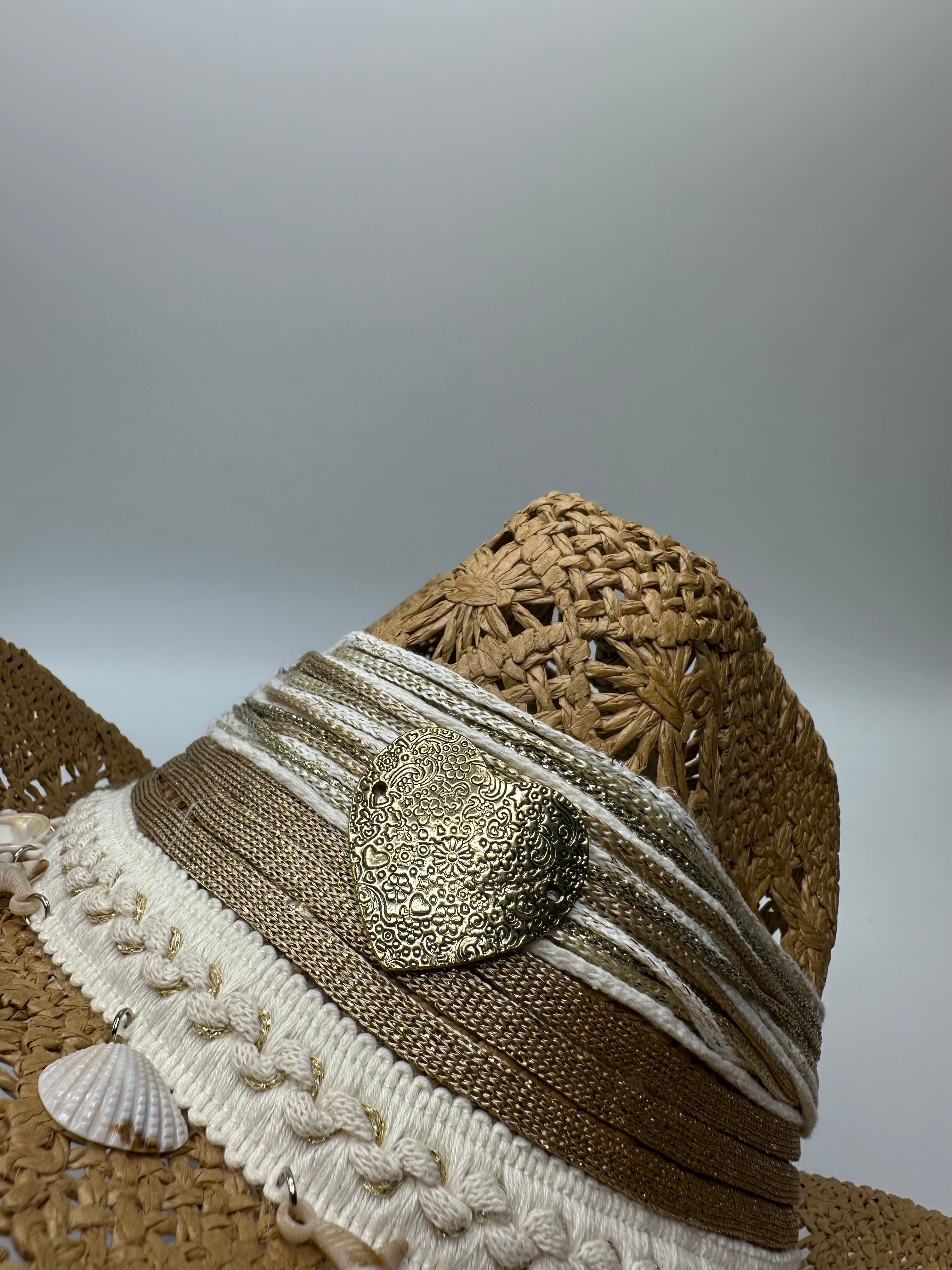 Knots by nada Cowboy Hat with Shells - Beige