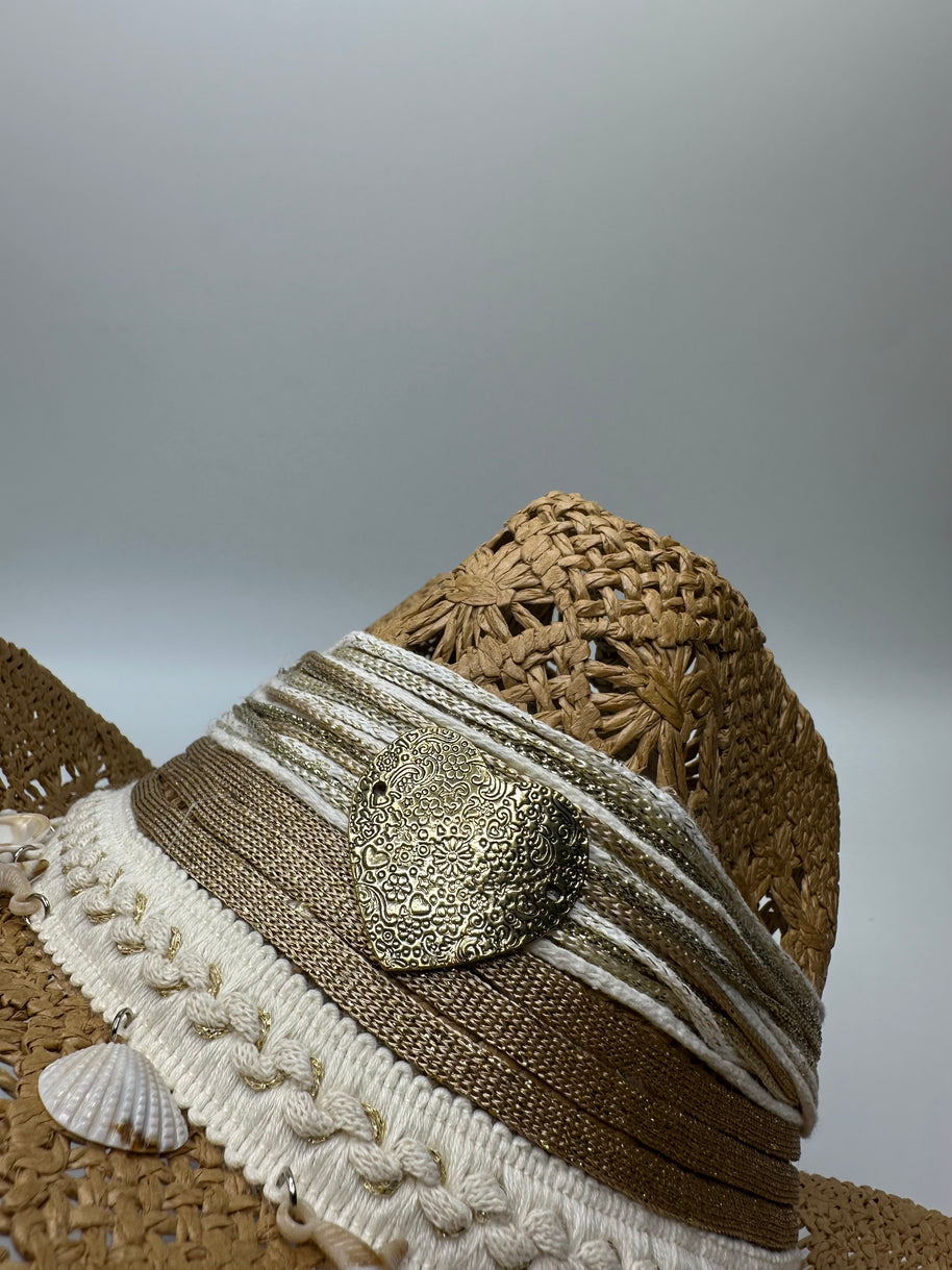 Knots by nada Cowboy Hat with Shells - Beige