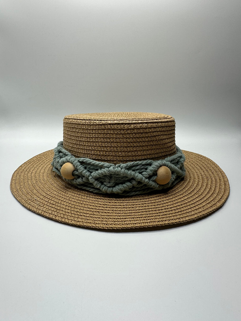 Knots by nada Cowboy Hat with Wood Beads - Beige
