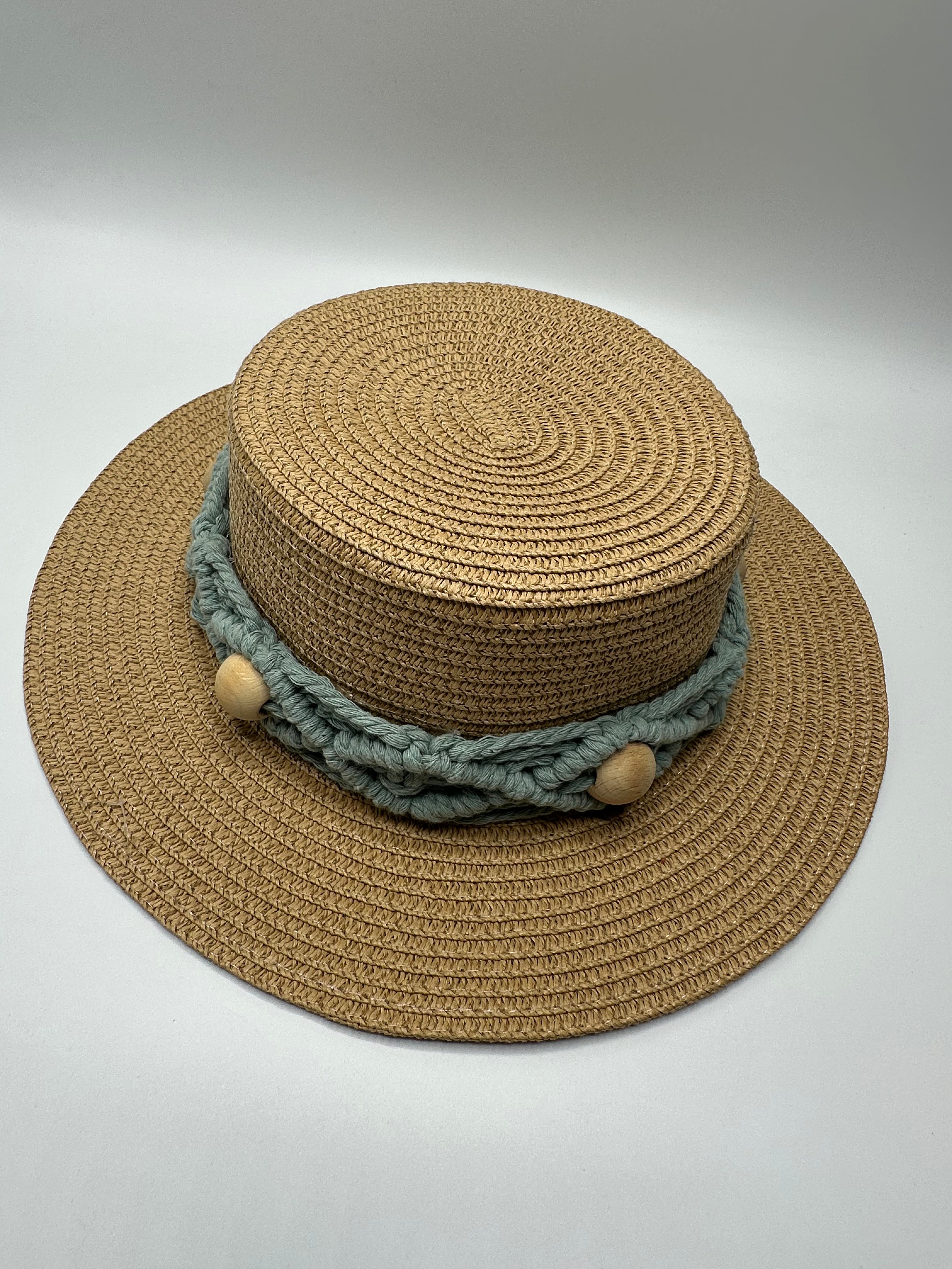Knots by nada Cowboy Hat with Wood Beads - Beige