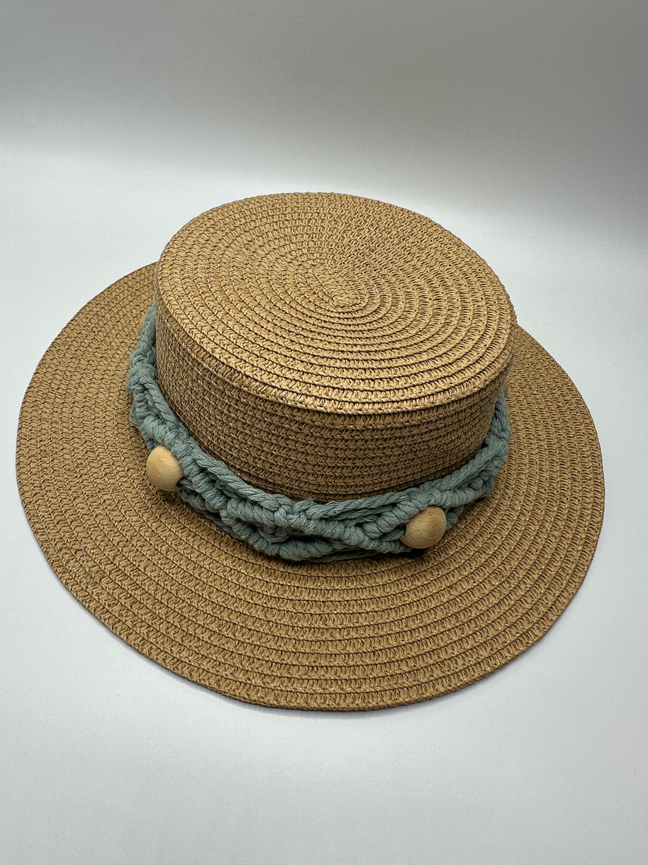 Knots by nada Cowboy Hat with Wood Beads - Beige