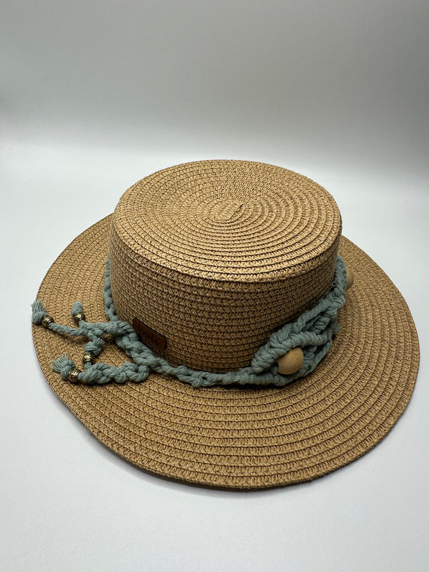 Knots by nada Cowboy Hat with Wood Beads - Beige