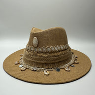 Knots by nada Beige Hat with Stones & Shells
