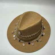 Knots by nada Beige Hat with Stones & Shells