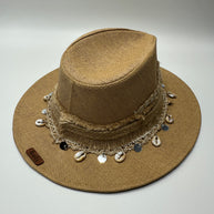 Knots by nada Beige Hat with Stones & Shells