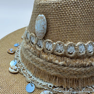 Knots by nada Beige Hat with Stones & Shells