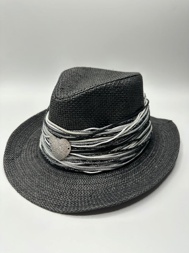 Knots by nada Black Threaded Hat