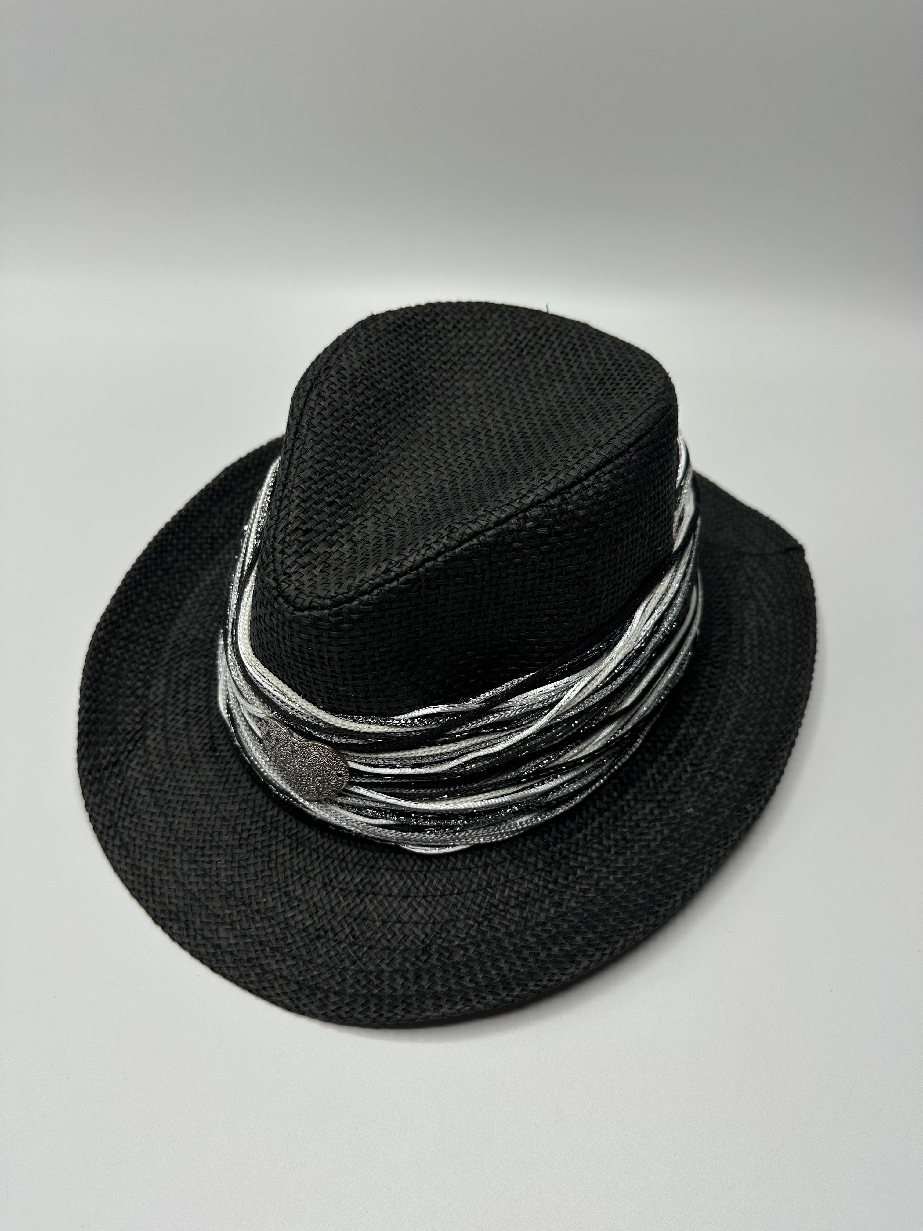 Knots by nada Black Threaded Hat