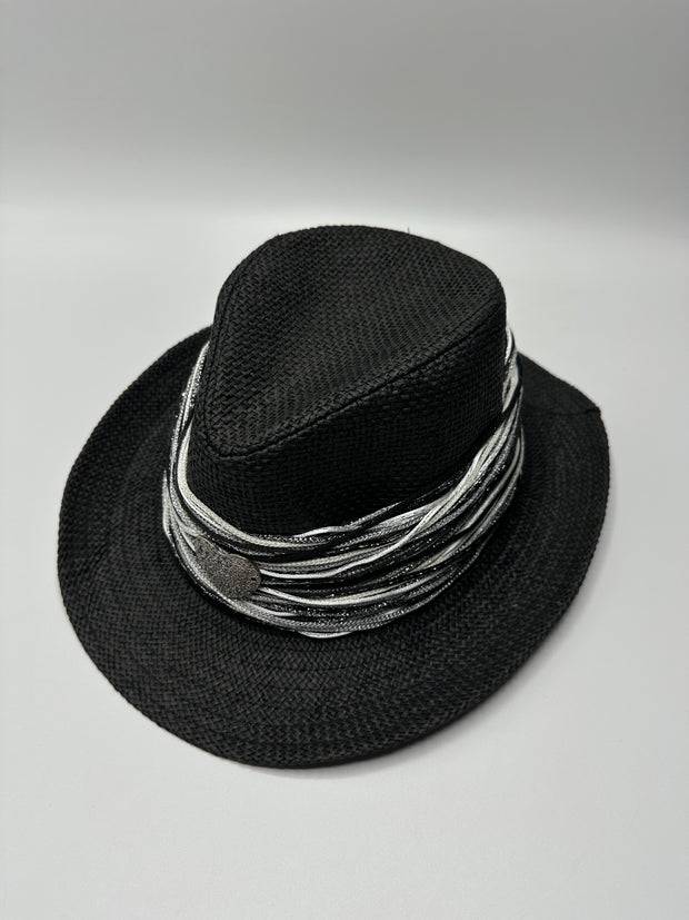 Knots by nada Black Threaded Hat