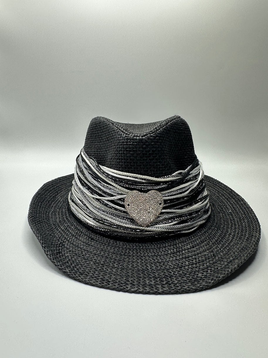 Knots by nada Black Threaded Hat