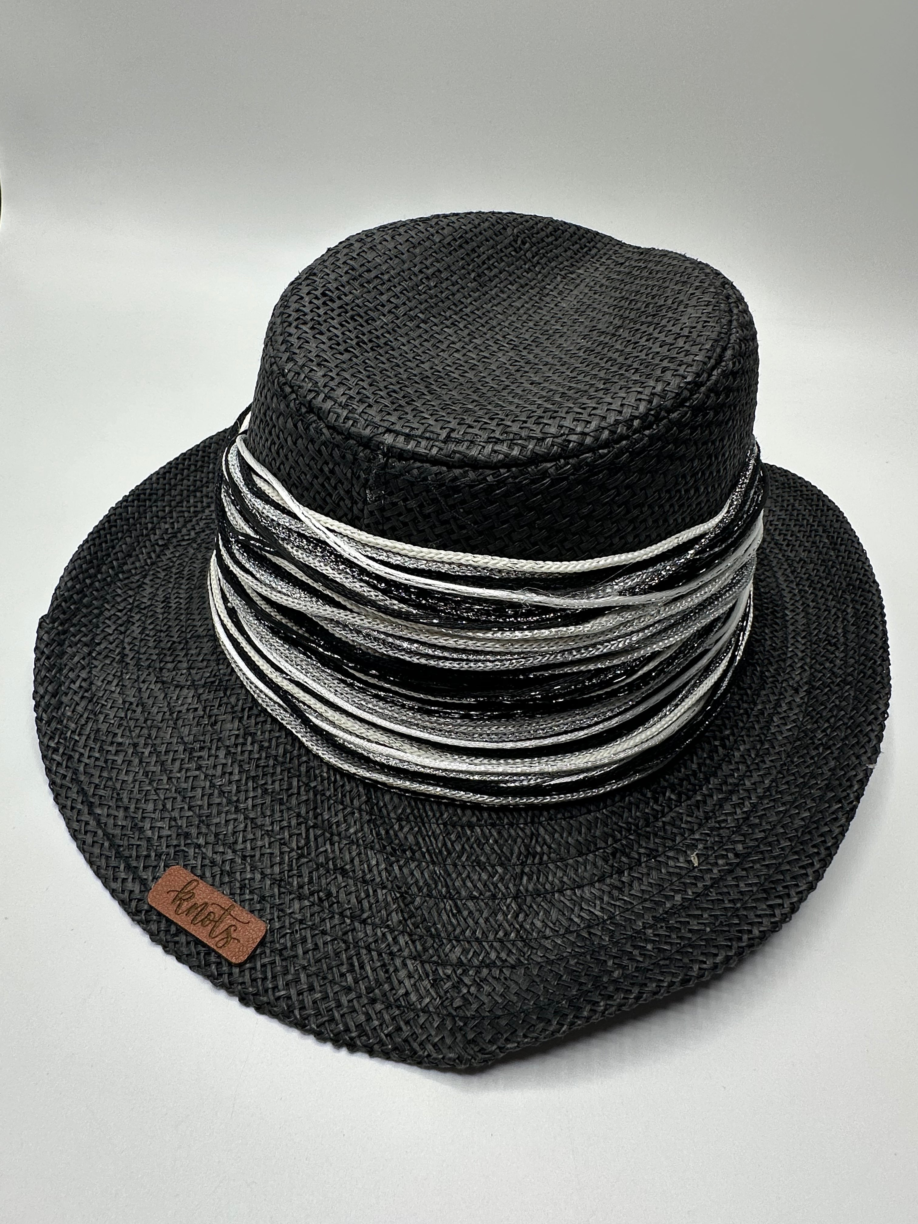 Knots by nada Black Threaded Hat