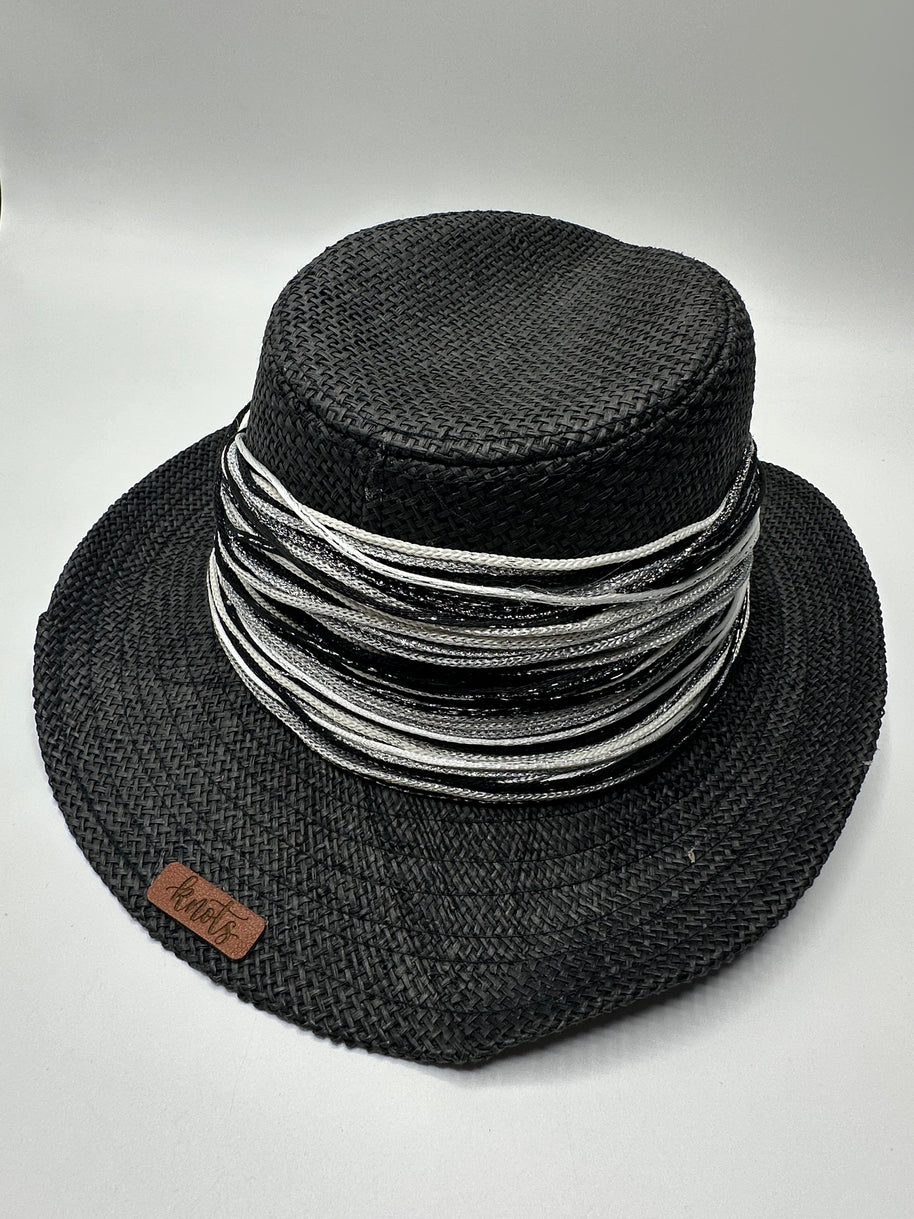 Knots by nada Black Threaded Hat