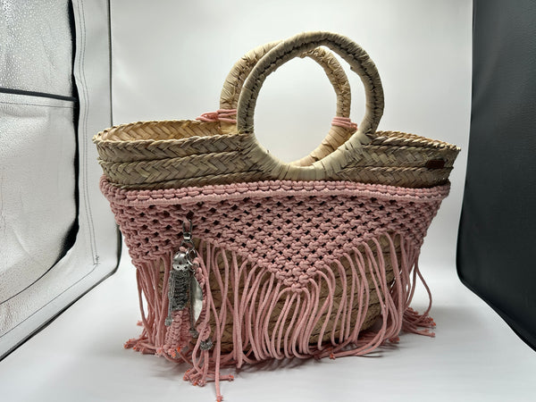 Knots by nada Macramé Beach Bag - Pink