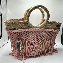 Knots by nada Macramé Beach Bag - Pink
