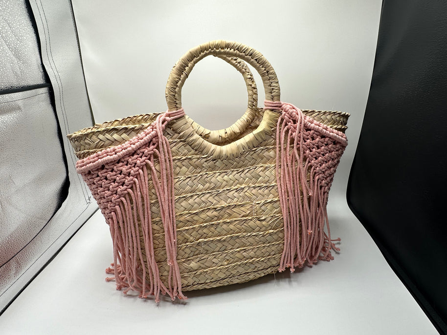 Knots by nada Macramé Beach Bag - Pink