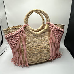 Knots by nada Macramé Beach Bag - Pink