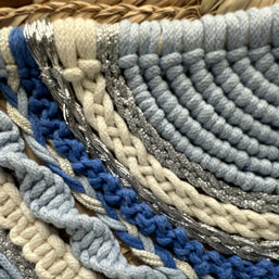 Knots by nada Macramé Beach Bag - Beige & Blue