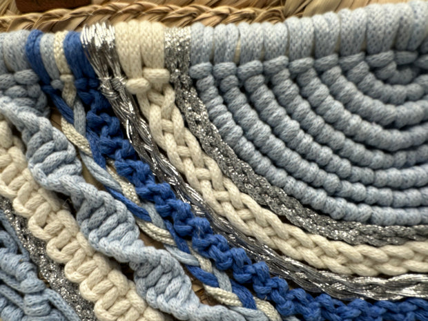 Knots by nada Macramé Beach Bag - Beige & Blue