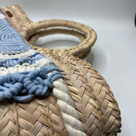 Knots by nada Macramé Beach Bag - Beige & Blue
