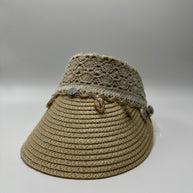 Knots by nada Straw Visor Hat - Off White