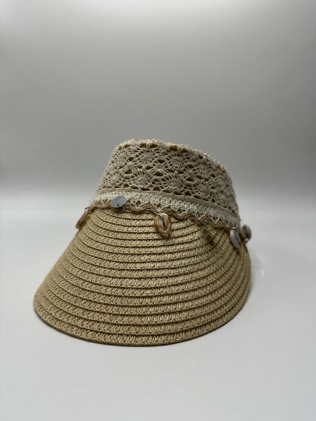 Knots by nada Straw Visor Hat - Off White
