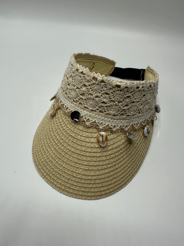 Knots by nada Straw Visor Hat - Off White