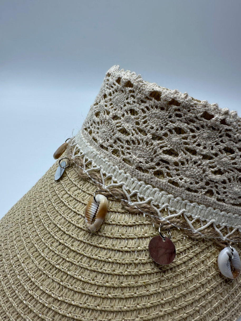 Knots by nada Straw Visor Hat - Off White
